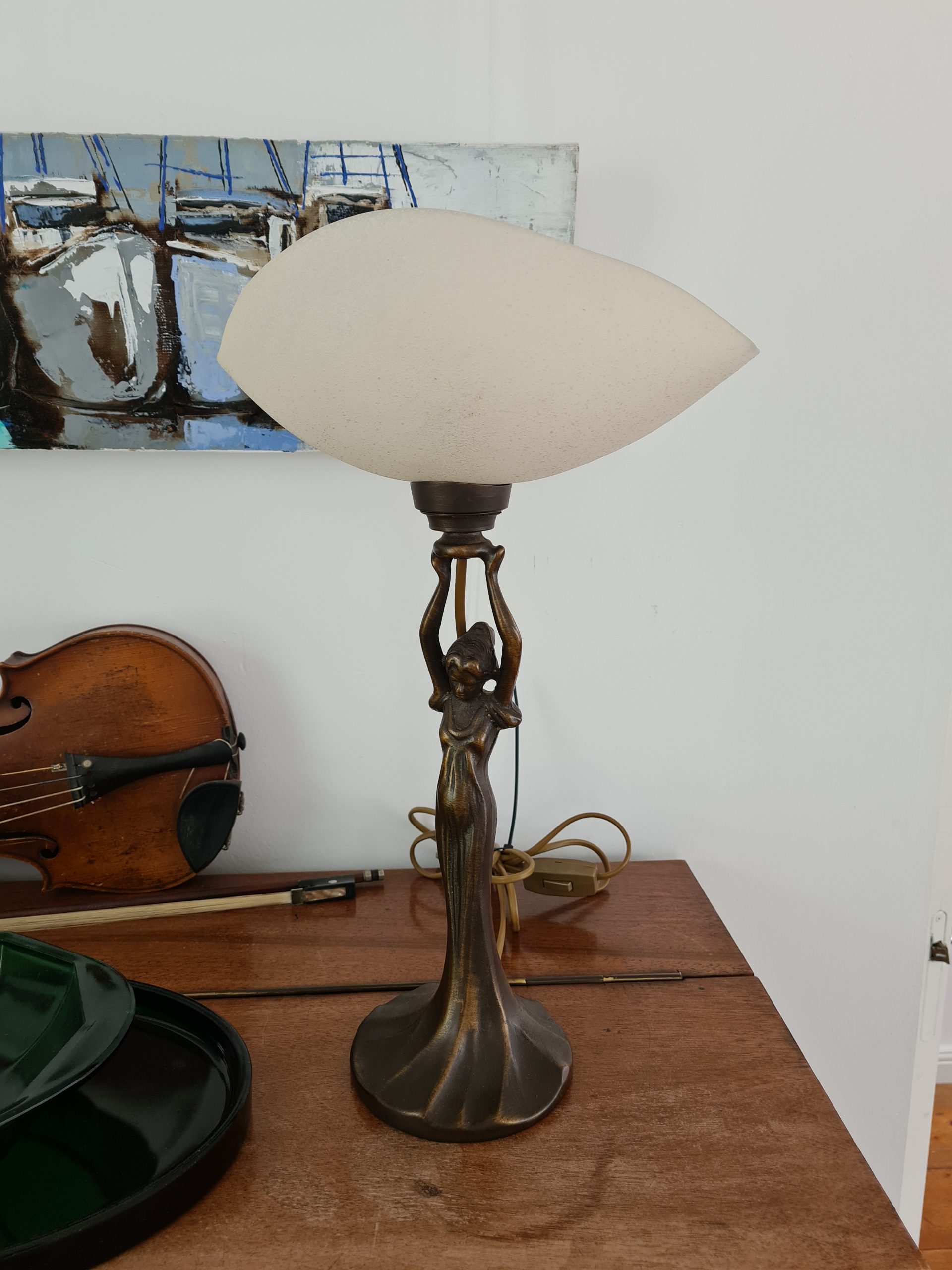 bedrijf Atlas Onafhankelijkheid Italiaanse Art Deco tafellamp gebronsd (ronde voet) – Atelier 'Bazelman'